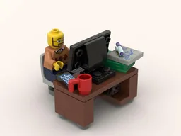 Teacher with a cluttered desk
