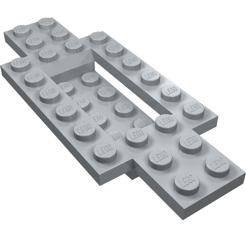 Lego Vehicle Base 4 x 10 x 2/3 with 4 x 2 Recessed Center with Smooth Underside / Light Bluish Gray