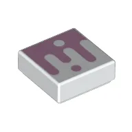Tile 1 x 1 with Bright Pink Shape/Drops Print / White