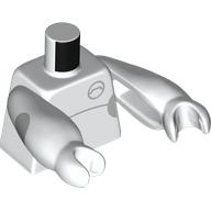 Lego Minifig Torso with Light Bluish Grey Stripes/Circles print, White Arms Long Straight with Fixed Hands / White