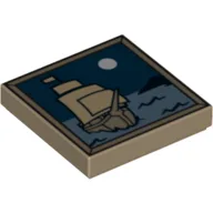 Tile 2 x 2 with Sailing Ship and Moon Print