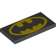 Tile 2 x 4 with Yellow Batman Logo Print / Black