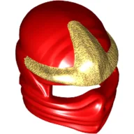 Wrap with Forehead Ridge and Gold 3 Point Emblem Print / Red