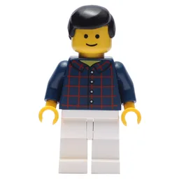 Dark Blue Torso, White Legs, Black Hair