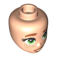 Lego Minidoll Head Dark Orange Eyebrows, Bright Green Eyes, Freckles print / Light Nougat