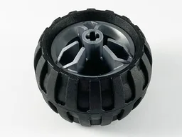 Wheel 30.4mm D. x 20mm with Center Axle Holes Motorcycle with Black Tire 43.2mm D. x 26mm Balloon Small (66155 / 61481) / Flat Silver