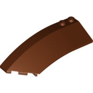 Lego Brick Wedged, Curved 8 x 3 x 2 Open Left / Reddish Brown