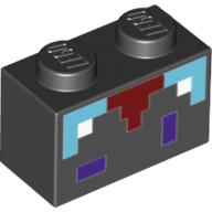 Lego Brick 1 x 2 with Pixelated Enchantment Table Print / Black