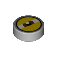Lego Tile Round 1 x 1 with Reddish Brown Eye Squinting print / Light Bluish Gray