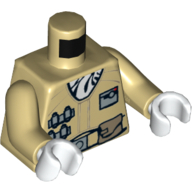Lego Torso Jacket with White Scarf and Tan Belt Print (Hoth Rebel), Tan Arms, White Hands / Tan