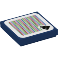 Lego Tile 2 x 2 with Bob-Omb and Barcode Print (Sticker) / Dark Blue