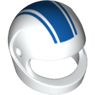 Lego Helmet, Standard with Blue Stripes Print / White