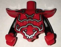 Torso, Modified Short with Armor Breastplate with Shoulder Ridges and Silver Decoration Pattern / Black Arms / Red Hands