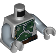Lego Torso Dark Green Armor Plates Front and Back with Small Emblem on Chest print (Boba Fett), Sand Blue Arms, Light Bluish Gray Hands / Light Bluish Gray
