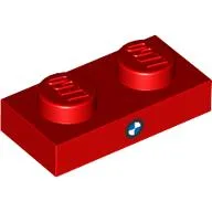 Plate 1 x 2 with BMW Logo Print / Red