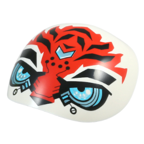 Lego Large Figure Shoulder Cover, Armor, Round, Smooth with Bar with Tiger Face, Bionic Eyes print
