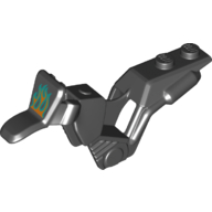 Lego Fairing, Motorcycle, Dirt Bike with 1 x 2 Studs and Dark Turquoise and Orange Flames Print / Black