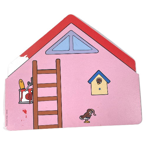 Lego Backdrop, House, Pink Walls, Ladder with Paint Pot / Orange Walls, Shelf with Clock and Books, and Posters Print / [No Color/Any Color]