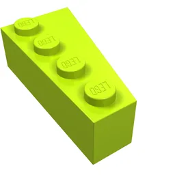 Brick Wedged, Angled 4 x 2 Left / Lime