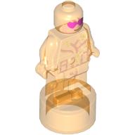Lego Minifig Trophy Statuette with LYLA with Light Nougat Face, Dark Pink Hearts for Eyes, Suit print / Trans-Orange
