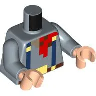 Torso, Pixelated Red Handkerchief, Dark Blue Suspenders, Dark Brown Belt Print, Sand Blue Arms, Light Nougat Hands / Sand Blue