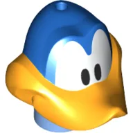 Minifig Head Special, Bright Light Orange Beak, White Eyes Print (Road Runner) / Blue