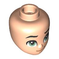 Lego Minidoll Head with Sand Green Eyes, Looking Up, Closed Mouth Smile print / Light Nougat