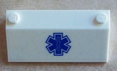 Lego Slope 33 3 x 6 without Inner Walls with Blue EMT Star of Life Pattern on Transparent Background (Sticker) - Set 60023