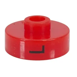 Pen Bead, Round Short, Flat Edge with 'L', '1', 'H' Print / Red