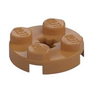 Lego Plate Round 2 x 2 with Axle Hole Type 1 (+ Opening) / Medium Nougat