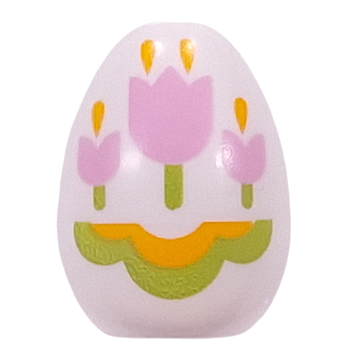 Lego Food Egg with 1.5mm Hole with Bright Pink Tulips, Bright Light Orange/Green Decorations print