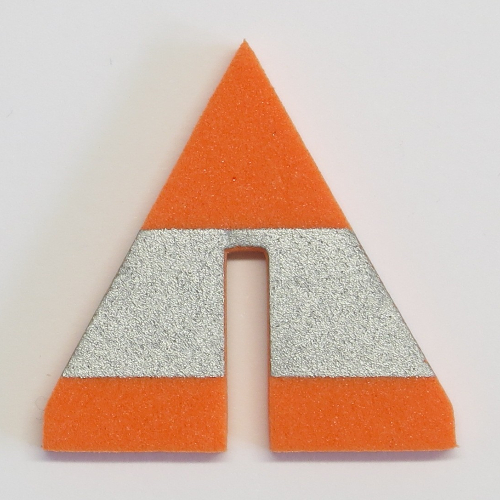 Lego Cone Triangle Upright with Silver Stripe 6 x 6 with Bottom Cutout / Orange