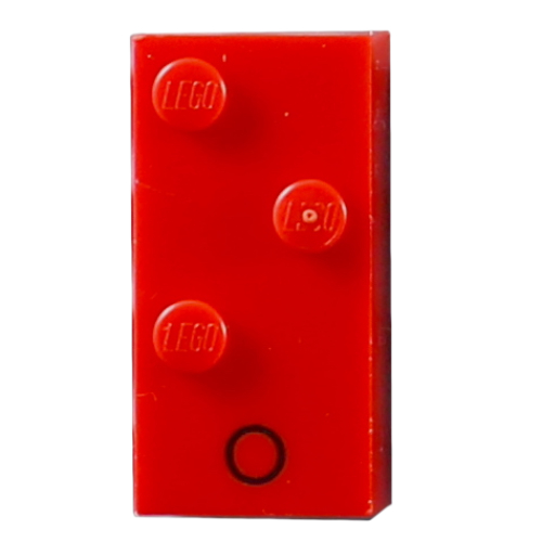Lego Braille Brick 2 x 4 with 3 Studs ⠕ and 'O' Print / Red