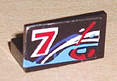 Lego Panel 1 x 2 x 1 with Number 7 on Left and Blue, White and Red Swirls Pattern (Sticker) - Set 8223