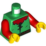 Torso, Tunic, Forestman, Red Collar, Dark Brown Laces and Belt Print, Red Arms, Yellow Hands