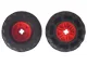 Wheel 18mm D. x 14mm with Axle Hole, Fake Bolts and Shallow Spokes with Black Tire 37 x 18R (55982 / 56891) / Red
