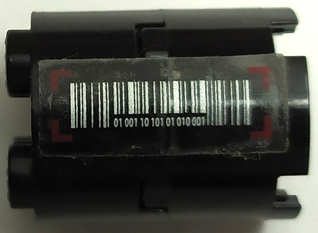 Lego Stickered Assembly 2 x 2 x 2 with Silver Barcode and Dark Red Corners Pattern (Sticker) - Set 7702