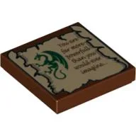 Tile 2 x 2 with Dragon and Scroll with 'You are far more powerfull than you would ever imagine...' Print / Reddish Brown