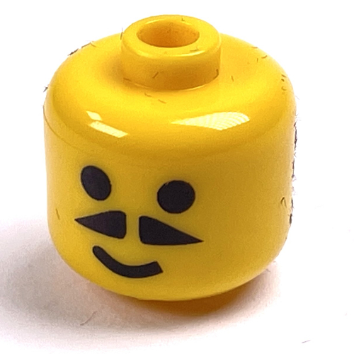 Lego Pen Bead, Round Large, Curved Edges / Cylinder with Minifig Head with Moustache Print / Yellow