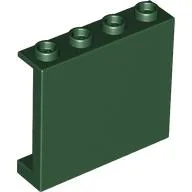 Panel 1 x 4 x 3 [Side Supports / Hollow Studs] / Dark Green