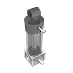 Pneumatic Cylinder with 2 Inlets Medium (48mm) with Black Top / Trans-Clear