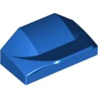 Brick Wedged, Curved 1 x 2 x 2/3 No Studs, Wing End / Blue