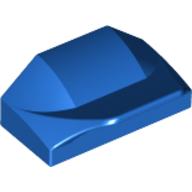 Lego Brick Wedged, Curved 1 x 2 x 2/3 No Studs, Wing End / Blue