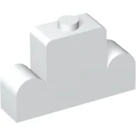 Brick Curved 1 x 4 x 2 Centre Stud Top / White
