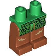 Lego Hips and Dark Orange Legs with Green Leaf Skirt Print / Green