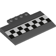 Lego Brick Curved 5 x 8 x 2/3 with Checkered Print / Dark Bluish Gray