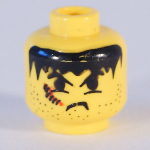 Lego Minifig Head Max Villano, Snarl, Stubble, and Scar Right Print / Yellow