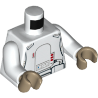 Lego Torso Armor with Red Buttons, Belt Print, White Arms, Dark Tan Hands / White