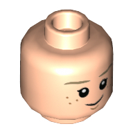 Lego Minifig Head Dark Tan Eyebrows, Freckles, Smile / Light Nougat