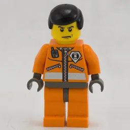 Coast Guard, Orange Jumpsuit with Zipper, Radio, and Badge, Black Hair